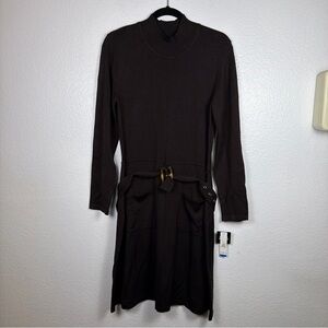 Robbie Bee Women's Brown Knit Belted
Sweater Dress XL Long Sleeve
